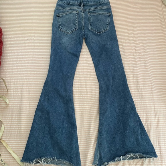 Free People color block flare jeans , short inseam - Picture 2 of 4